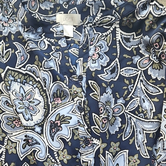 LOFT Navy Floral Long Sleeve Dress - Picture 5 of 7